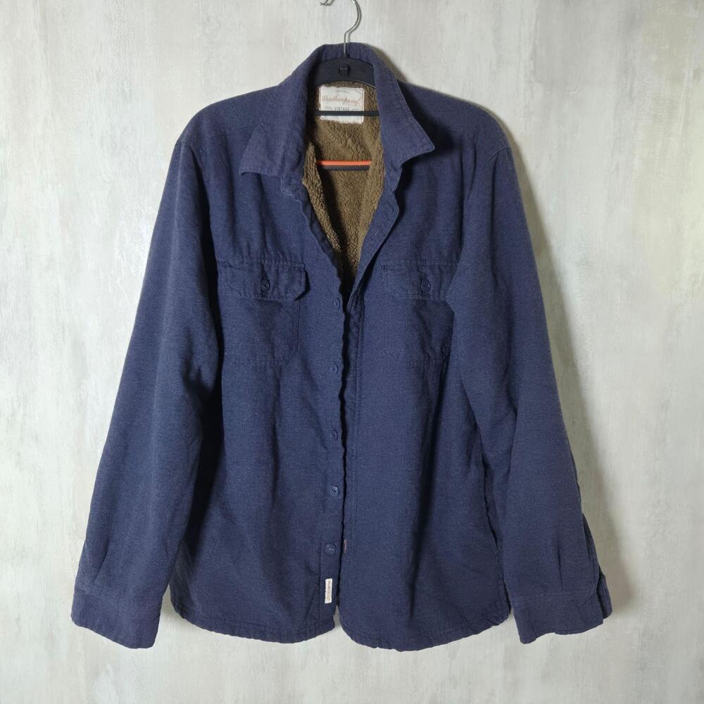 Weatherproof Vintage Jacket Mens Large Blue Sherpa Lined Flannel Shacket